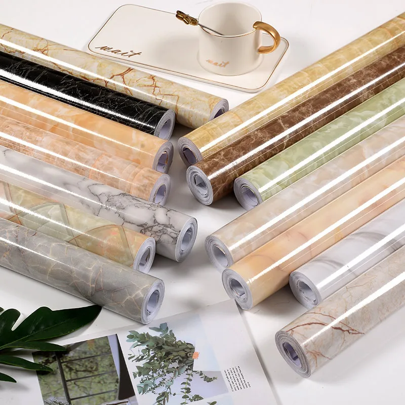 2024 Household Accessories Modern Style Multi-design and Multi-size PVC Marble Texture Wall Paper