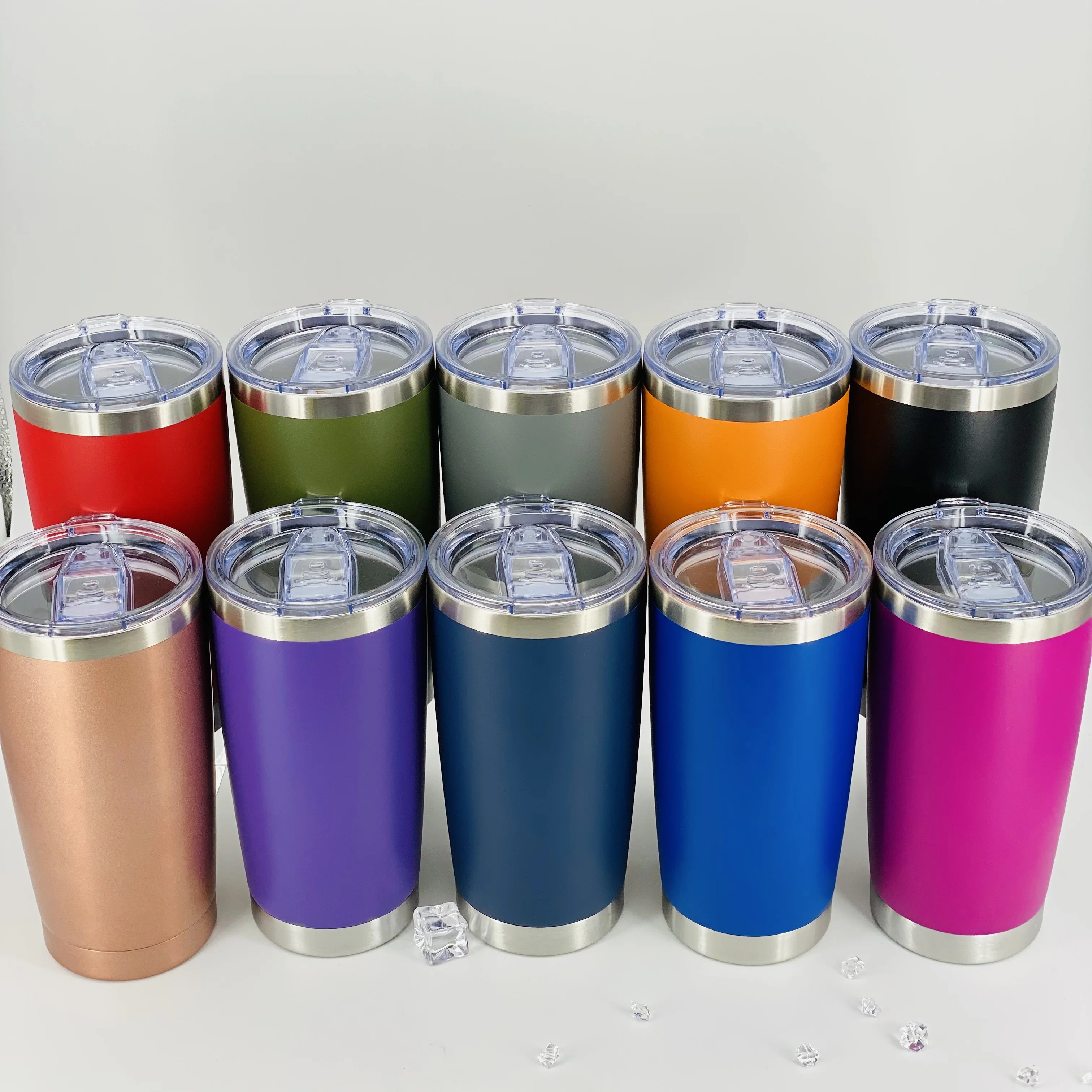 High Quality 20oz Custom Logo Straw Cup Powder Coated Vacuum Insulated Double Wall Stainless Steel Reusable Car Camping Cup