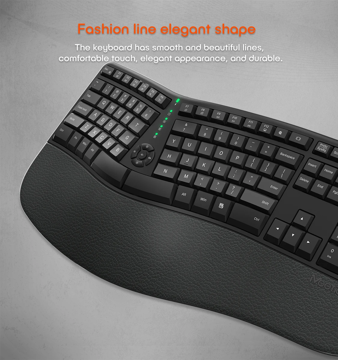 Meetion MT-DirectorW Type C Office Pc Low Profile Full Size 2.4G Wireless Wrist Rest Ergonomic Keyboard