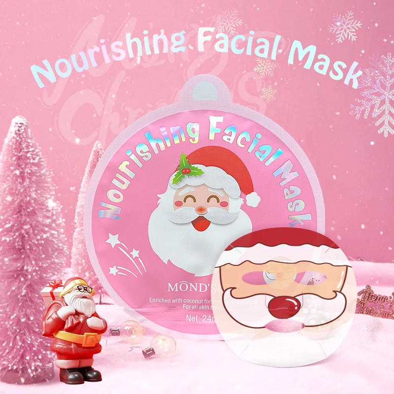 Private Label Moisturizing Mascarillas Faciales Whitening Holiday Character Xmas Animal Print Facial Mask Beauty Sheet Mask