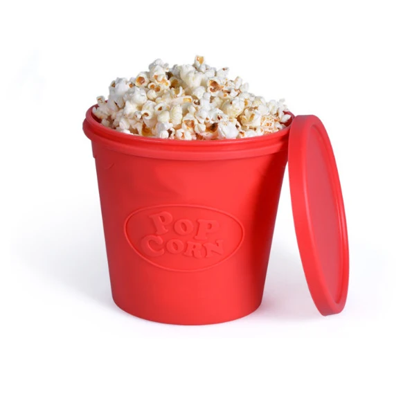 Wholesale Red Square Microwave Popcorn Maker Bowl Cups Silicone Popcorn Bucket
