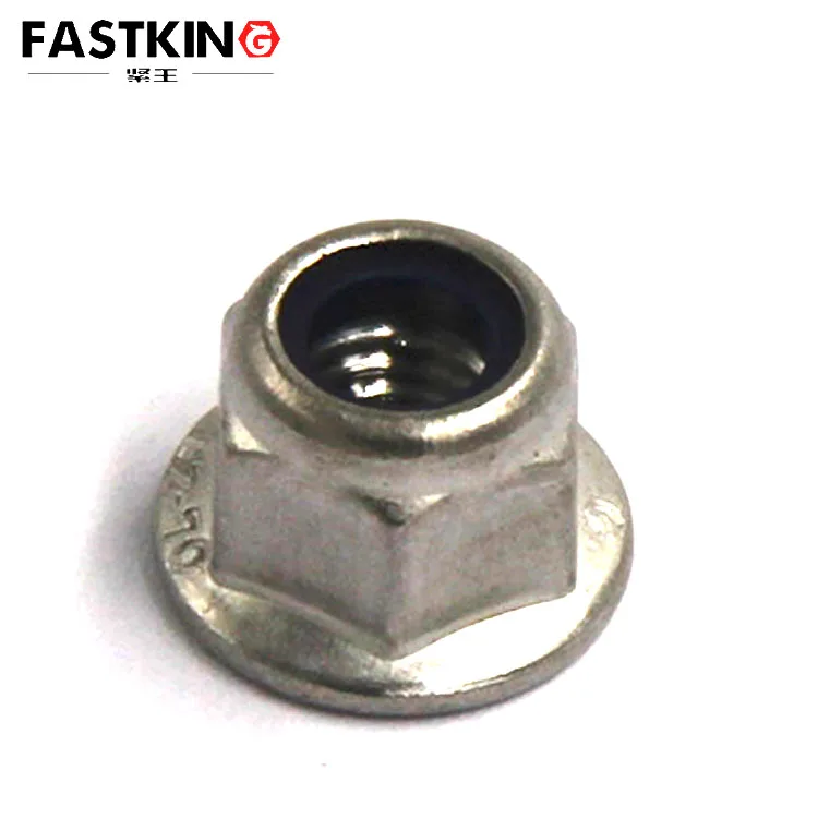 304 ANSI long flange nylock nut stainless steel hex nylon nut 1/4