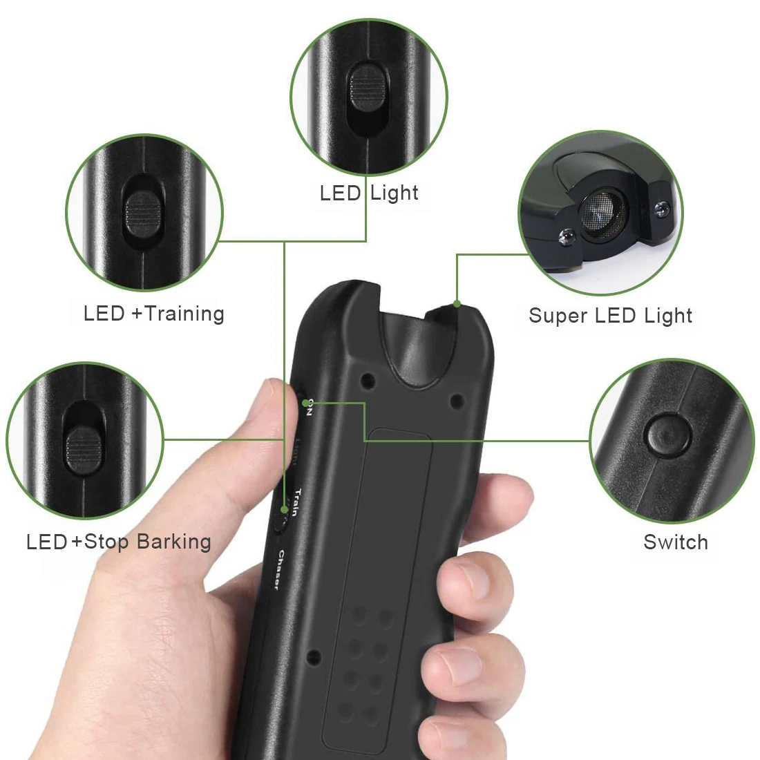 Многофункциональное ультразвуковое устройство для дрессировки собак с фонариком