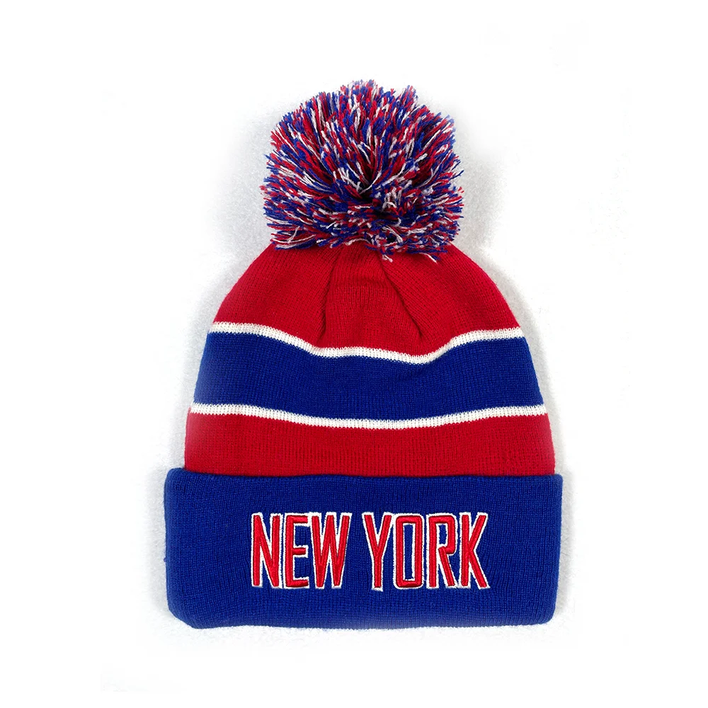 Winter knitted pom beanie with custom logo beanie hat