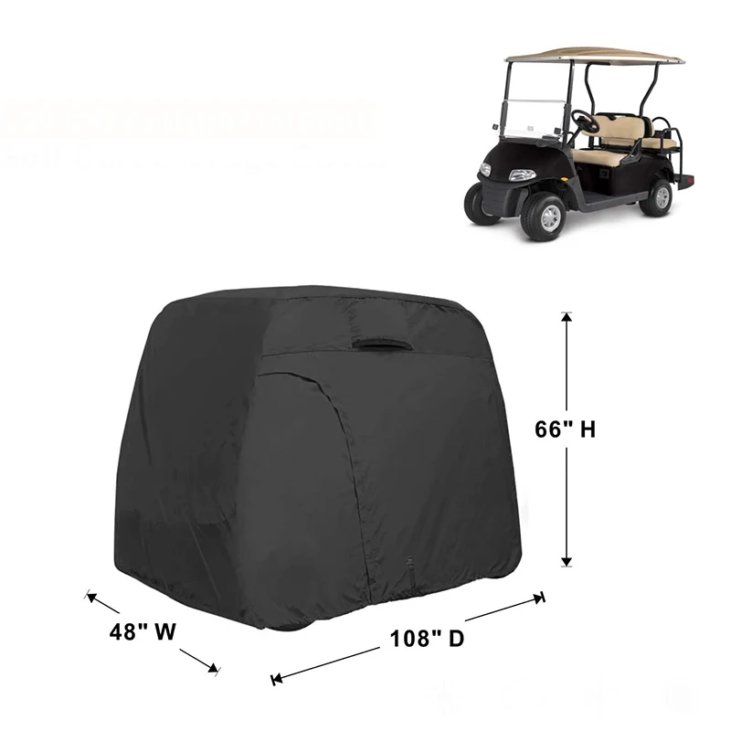 Golf Cart Rain Cover with Zipper Waterproof Snow proof Golf Club Seat Covers for 4 Passenger
