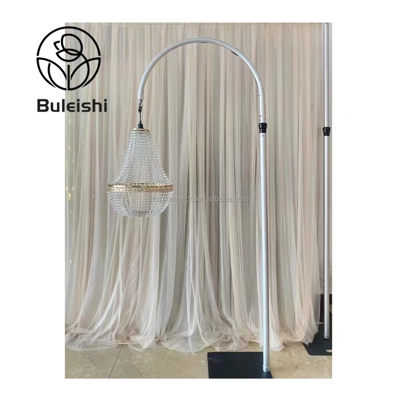 Full Kit Adjustable Aluminum Upright Pole Stand Coupler Tall Curved Cake Hanger Wedding Chandelier Hanger