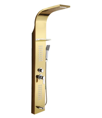 2022 best selling patterned walking corner design led light rain stainless steel shower wall shower panel