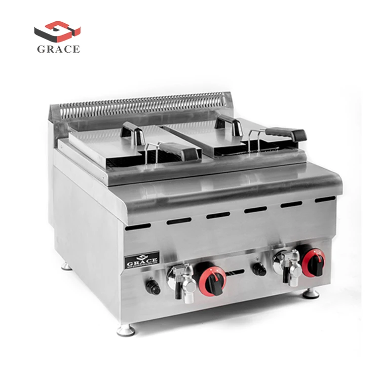 Certificate Best Selling Double Cylinder Fried Chicken French Fries Commercial Gas Deep Fryer