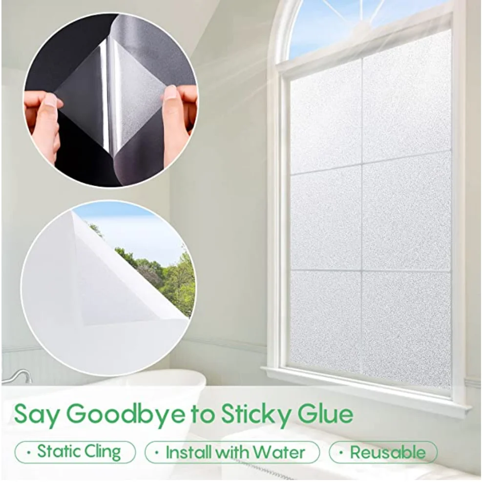Factory Price PVC Decorative Glass Film Frosted Transparent Adhesive Privacy Window Film Sticker
