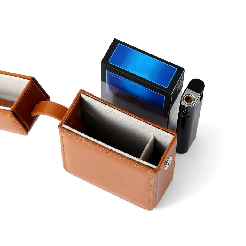 Cigarette Case PU Leather Portable Protective Lighter Pocket Holder Durable Practical Cigarettes Organizer
