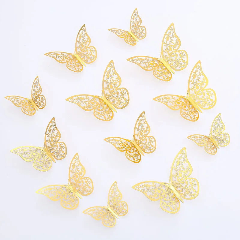 Hot Selling Lixsun 3 Sizes Gold Large Butterfly Cake Decorations for Birthday Decorations Butterfly Party Decorations