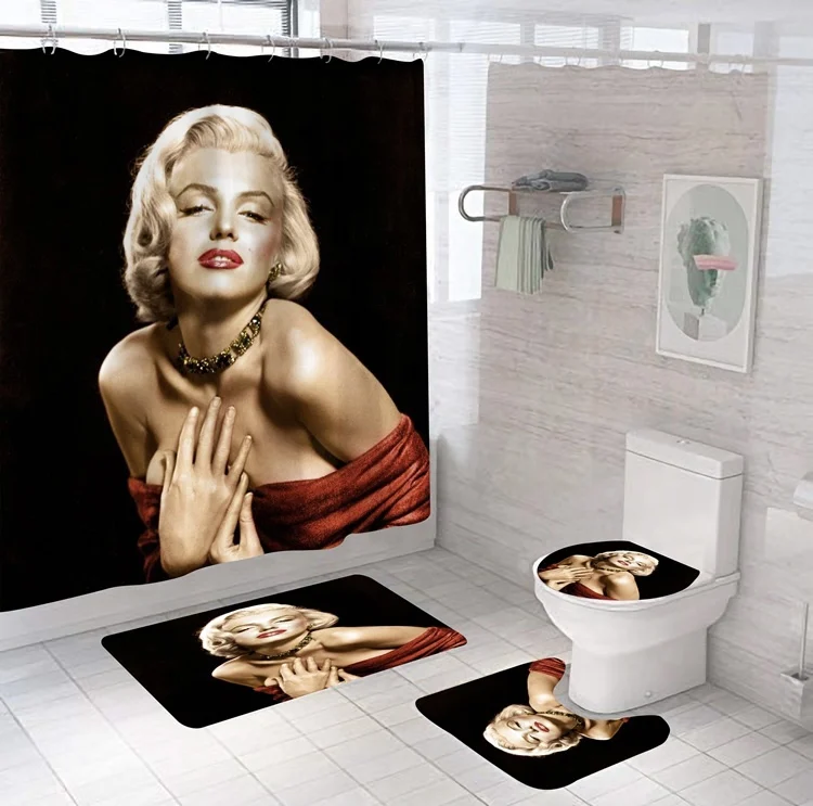 Marilyn Monroe Custom Shower Curtain Printing Luxury Bath Curtains 3D Bathroom Sets With Shower Curtain And Rugs