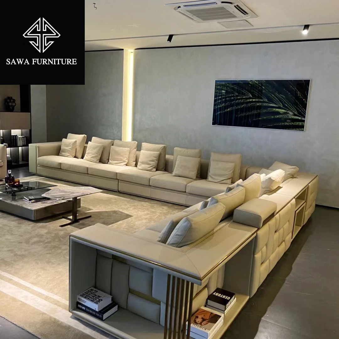 2023 high luxury sectional sofas Italian home furniture genuine leather sectional sofa set living room leather modern couch sofa