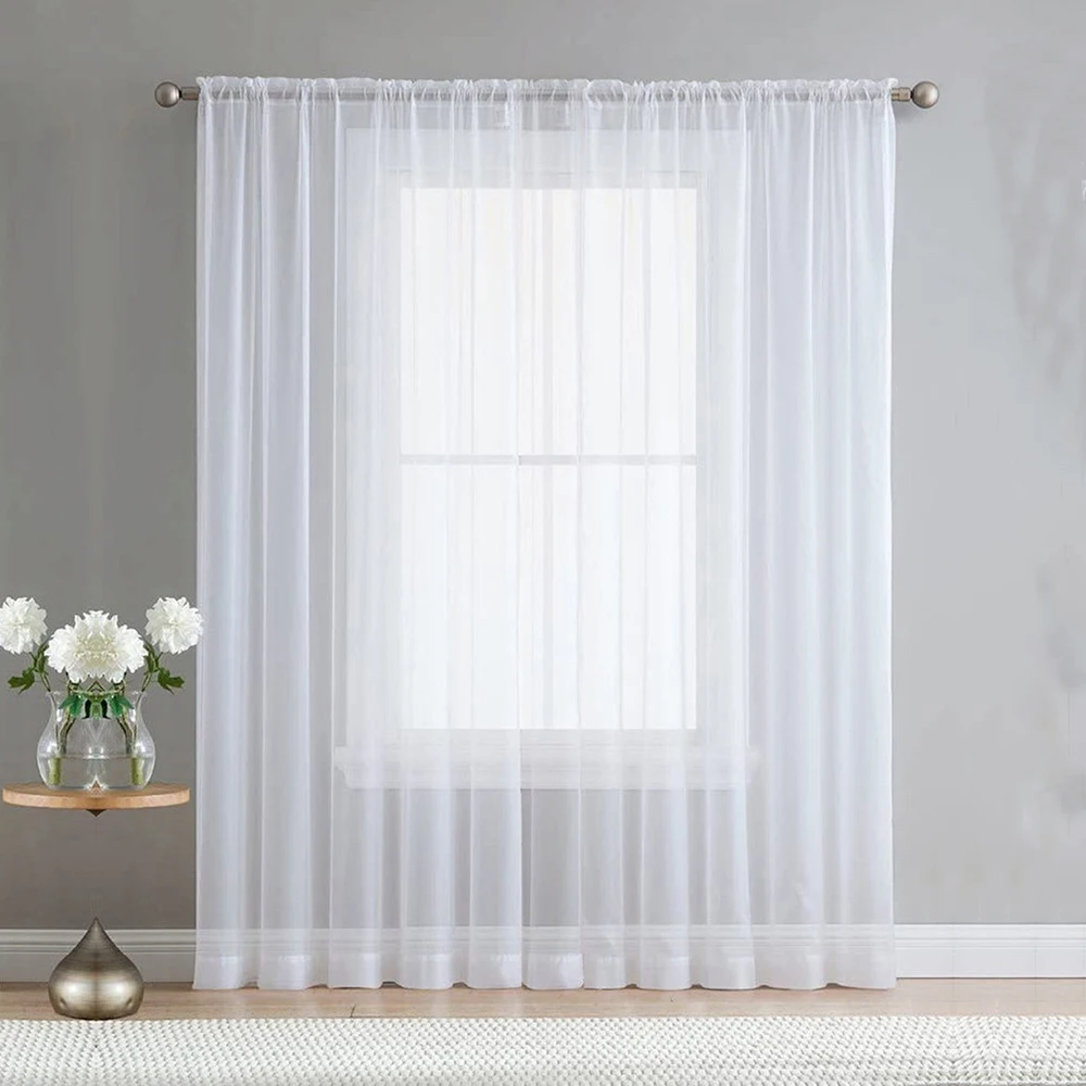 Pure color simple 85g pearl Chiffon material window screen chiffon gauze for bedroom finished window screening
