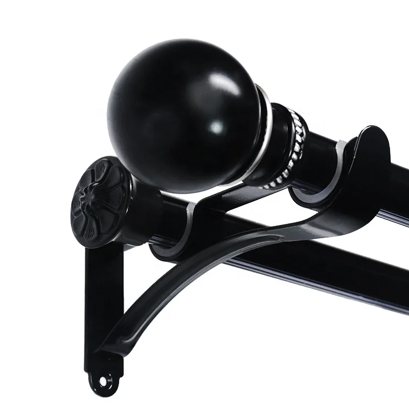 Factory Direct Sale Decorative Windows Double Curtain Pole Aluminium Black Curtain Rods Set
