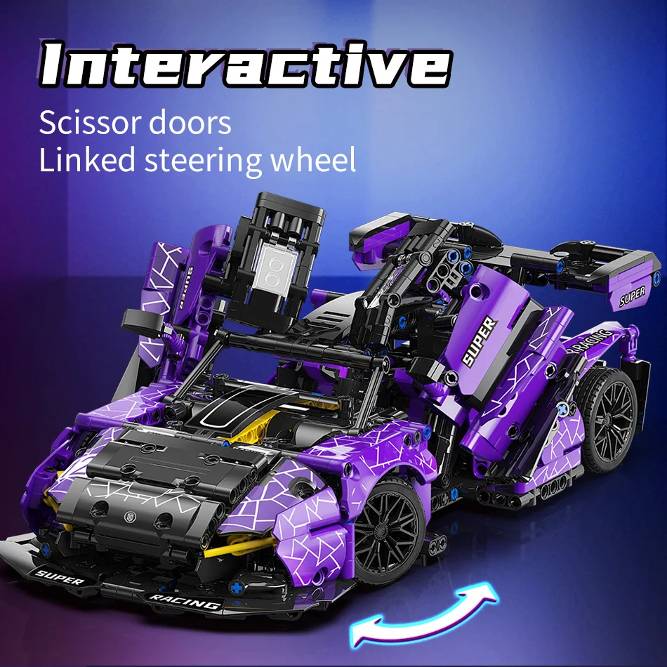 MOYU блок MOC 1:14 фиолетовый rc спортивный автомобиль игрушки Кирпичи пластиковый конструктор Набор