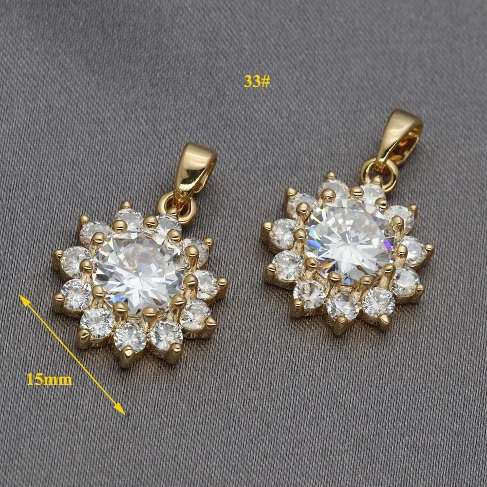 BSCI audit brass jewelry gold plated CZ zirconia diamond necklace pendant 18K zircon pendant for necklace making