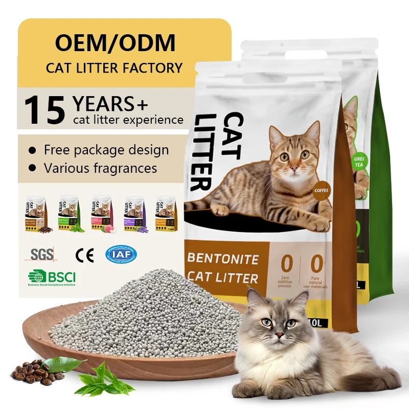 Muawu Factory supply dust free Natural clumping ball shape cat sand Easy to Unite Small Granules bentonite clay cat litter