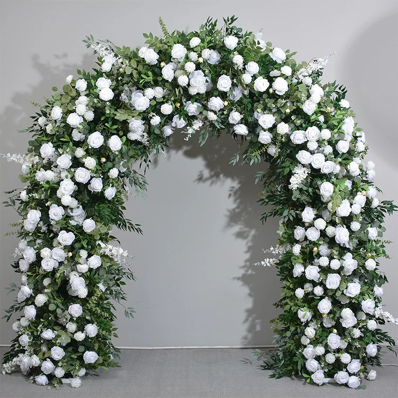 Event Wedding Hall Decoration Flowers Artificial White Rose Flower Stand Ornament Flower Arrangements Wedding Arch Backdrop