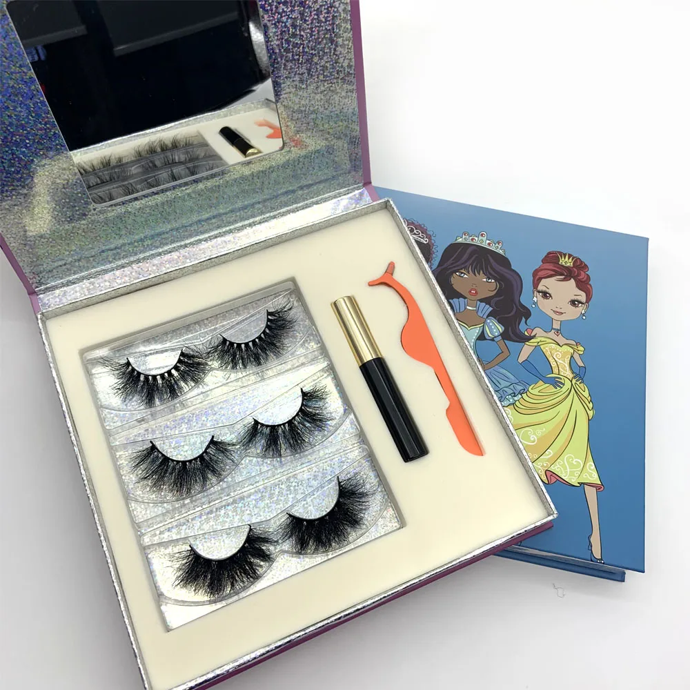 100% плоские норковые ресницы ручной работы с коробкой для ресниц на заказ