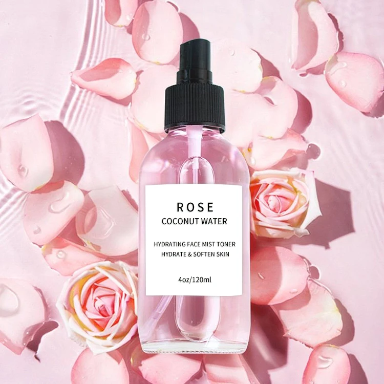 Organic private label rose facial toner spray skin care whitening face toner natural hydrating rose water
