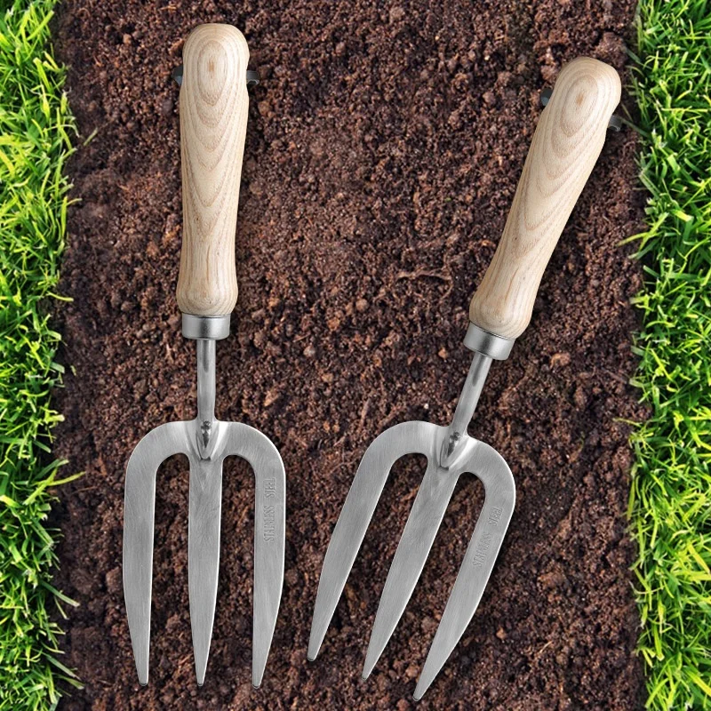 Chinese Supplier Stainless Steel Head Planting 3 Prong Garden Hand Fork