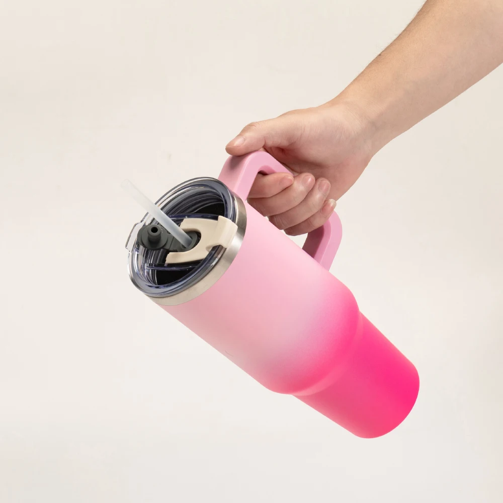 Custom Double Wall Rainbow Colour Shimmer Gradient Tumbler Mug 40 Oz With Handle Gradient