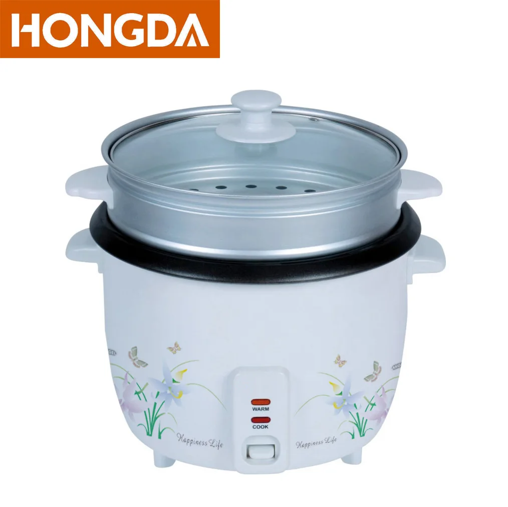 Zhanjiang Hongda Classical Flower 1.8L Electric Drum Rice Cooker with Steamer