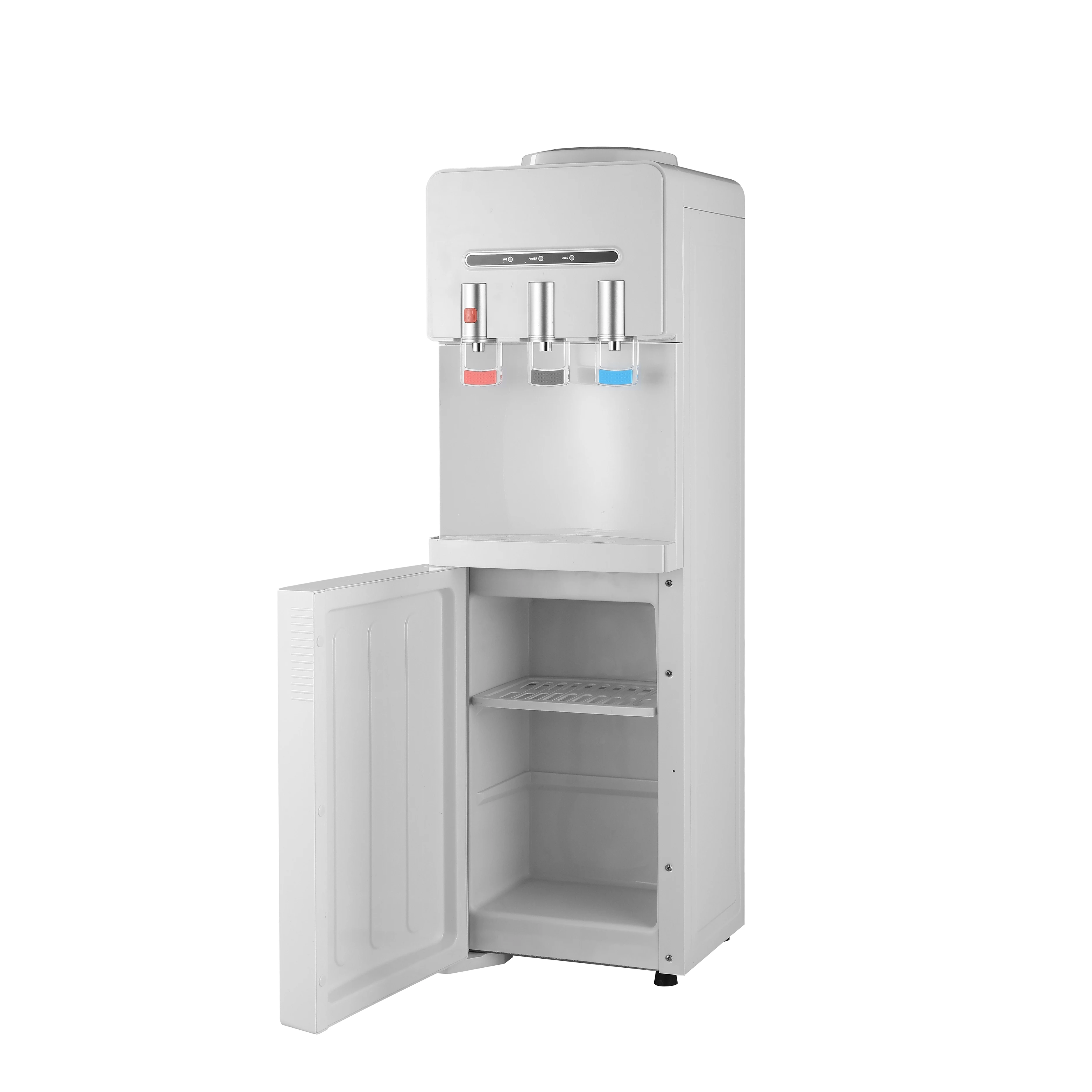 Standing Water Dispenser three push taps hot warm cold water with storage fridge cabinet