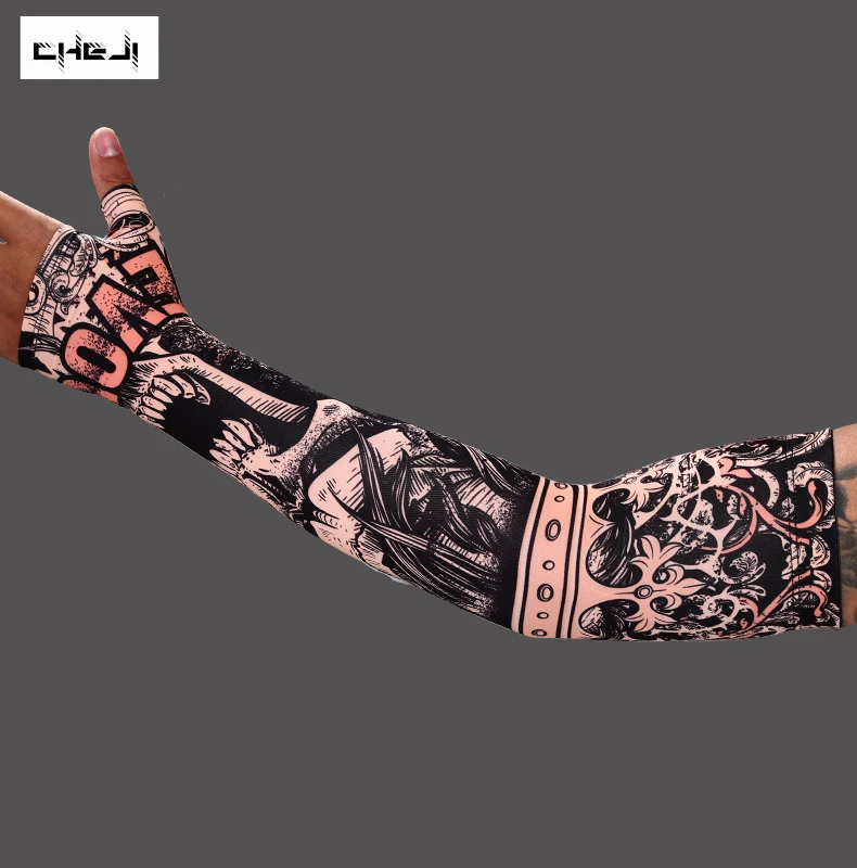 
CHEJI New Type Cycling Arm Sleeves Sun Protection Running Golf MTB Bicycle Fingerless Gloves Arm Warmer 