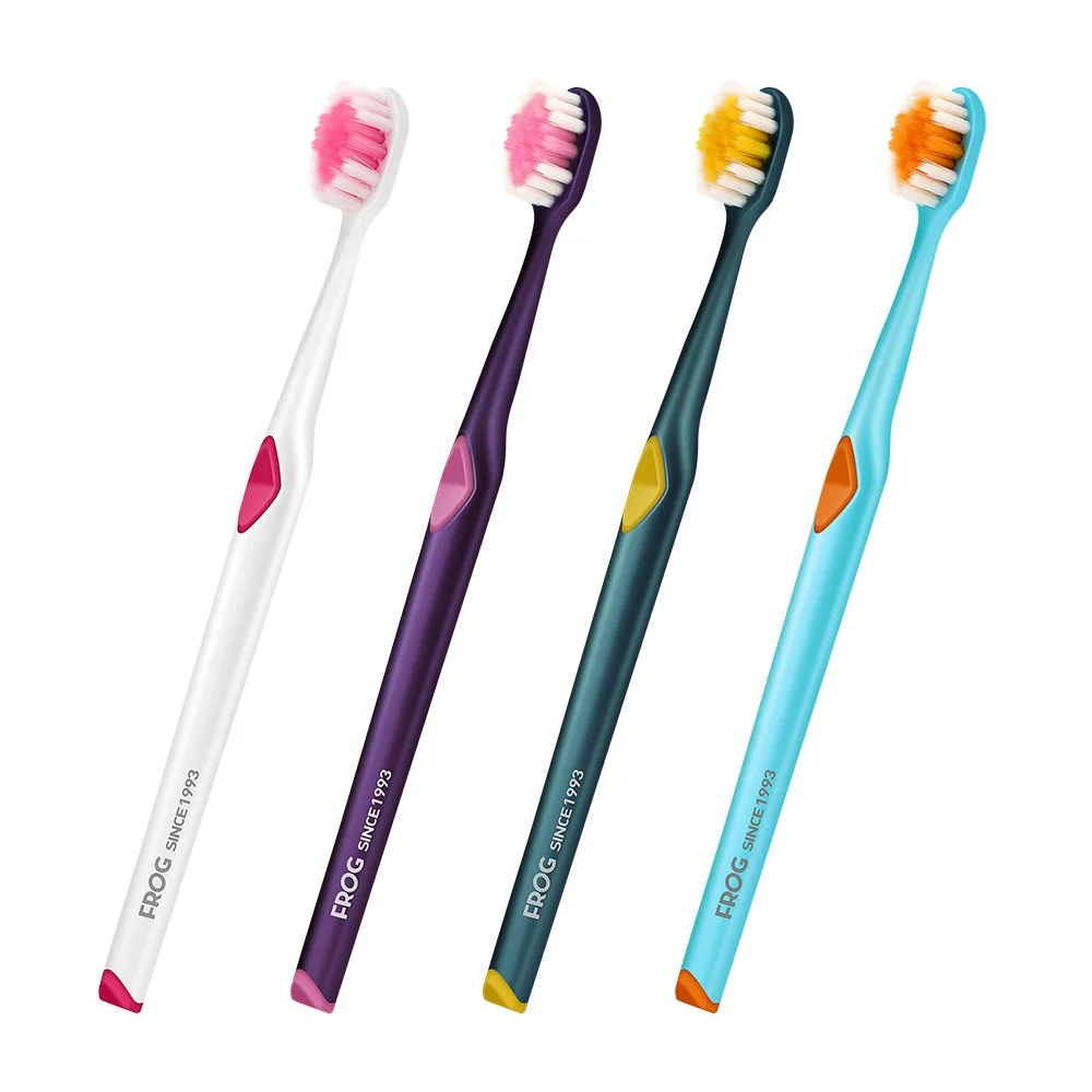 FROG China toothbrush manufacturer Anti-slip Handle Adult Toothbrush Customized brand names toothbrush