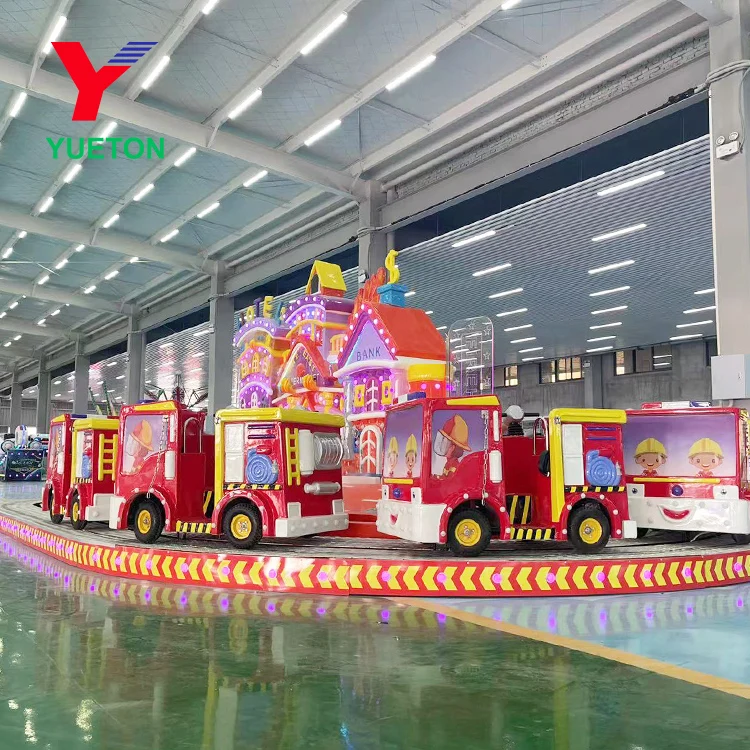 Wholesale Amusement Park Outdoor Railway Trains Fire Brigade Theme Kids Electric Rides Train For Shopping Mall Center Business