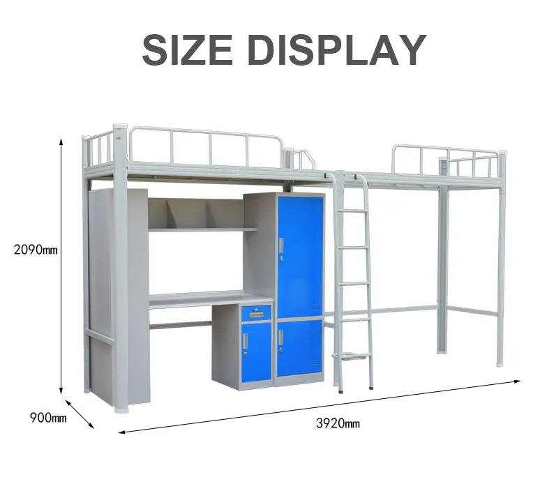 Metal Locker Bed Steel Bunk Beds Bedroom Use Customized Manufacture Cheap Price Desk and Wardrobe
