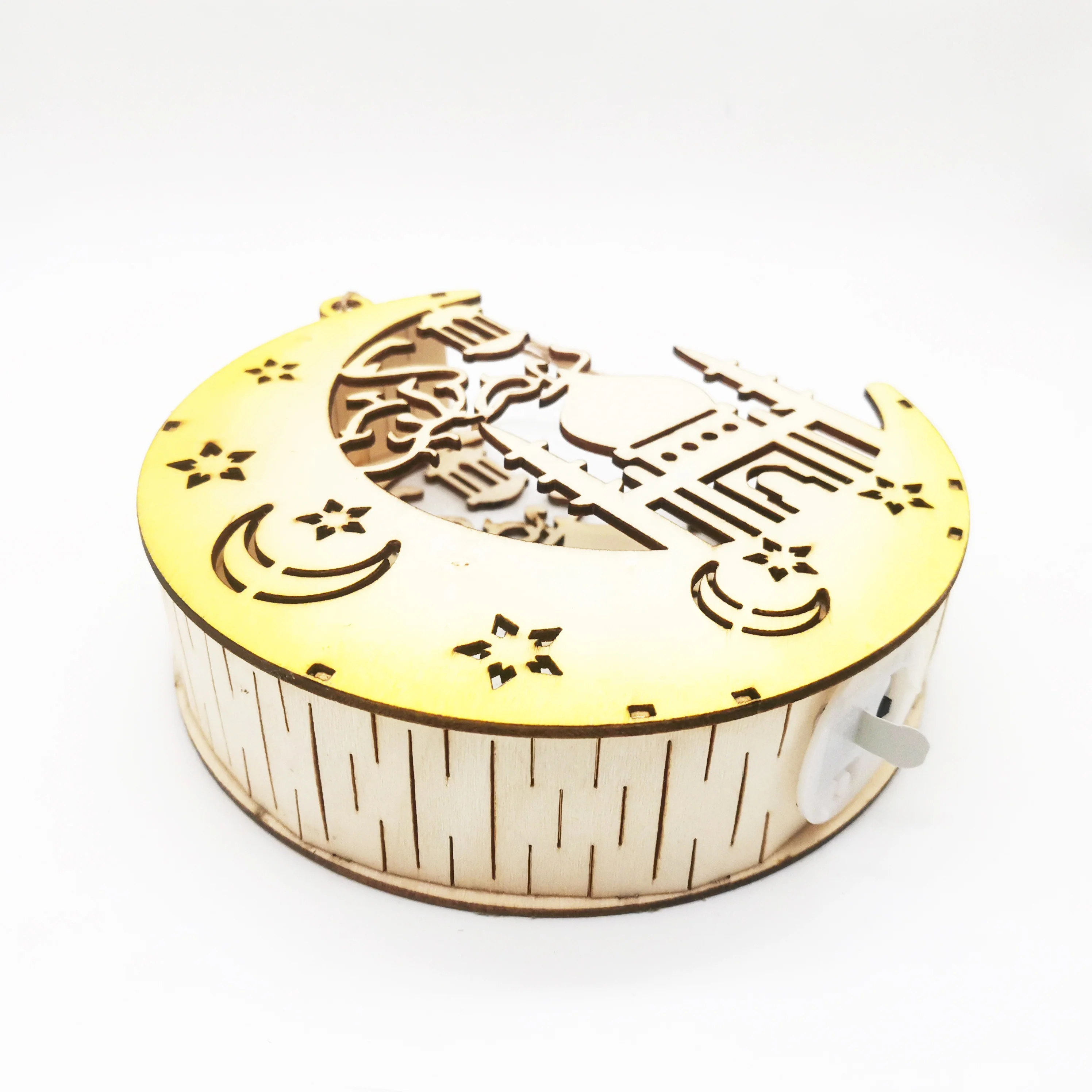 Hot sale Muslim wood Ramadan decorations lights Eid Mubarak moon wooden craft