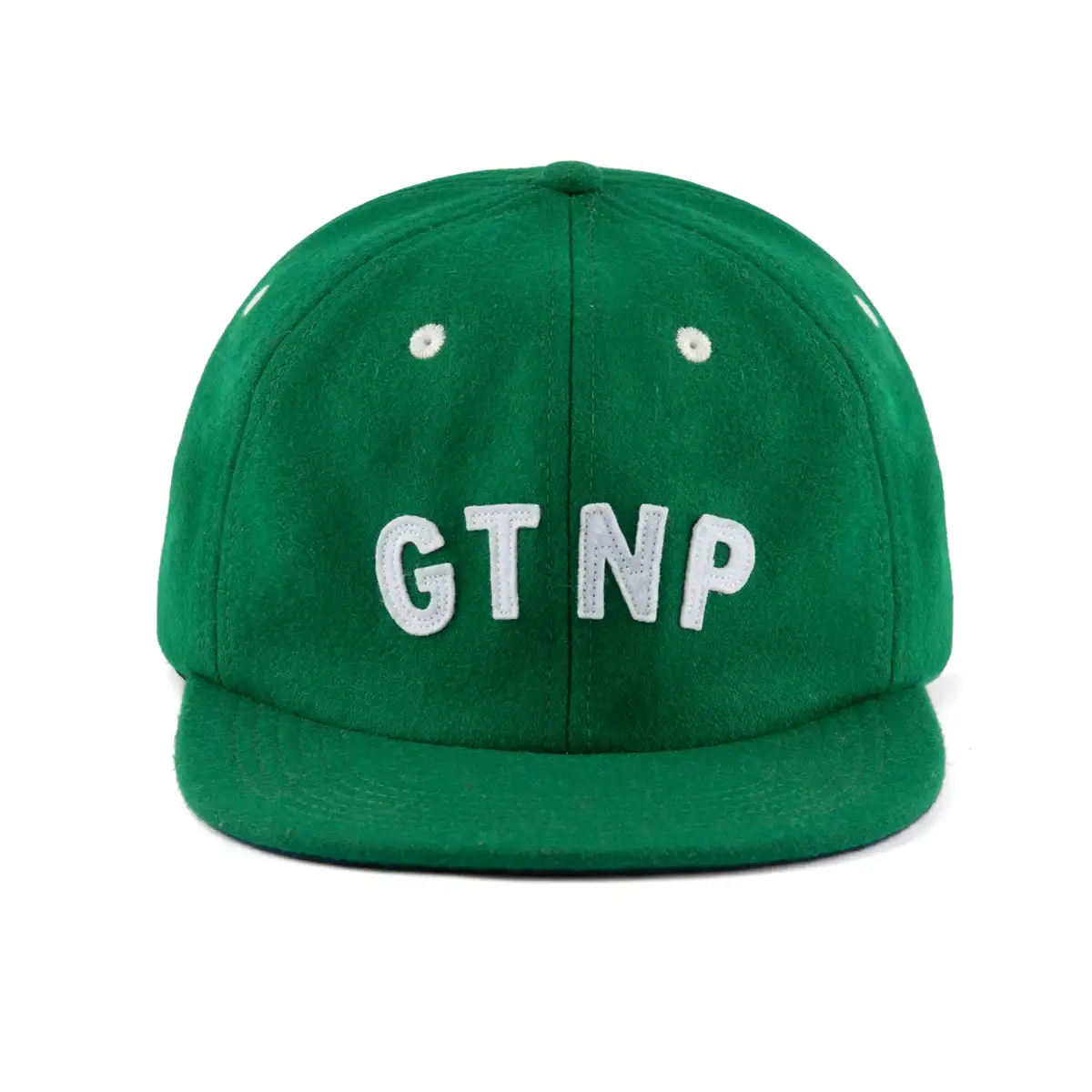Wool hat custom logo unstructured green melton snapback cap with felt embroidery logo