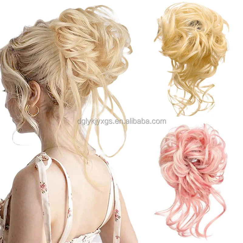 WE17 Women Long Soft Fluffy Natural Octopus Hair Bun Flower Synthetic Messy Hair Long Tail False Hair Chignon