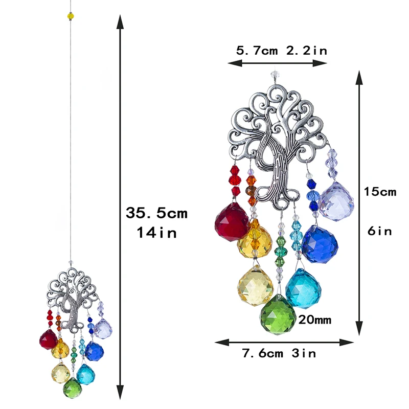 H&D Rainbow Makers Suncatchers Crystal Fantasy Sun Cacther for Window Ornament Chakra Pendant Christmas Decoration,Tree of Life
