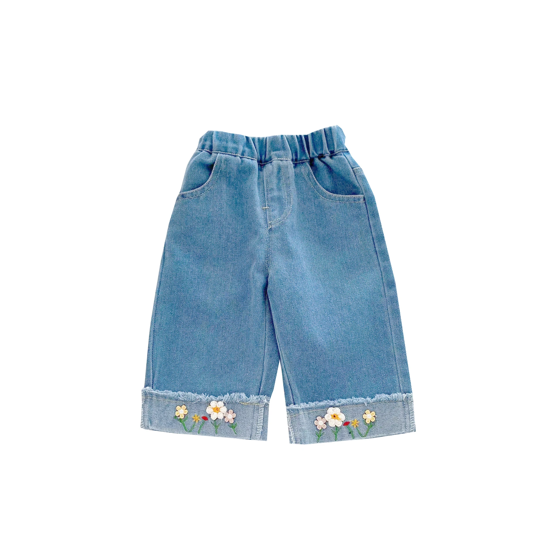 OEM Spring and autumn jeans for girls Cropped trousers Korean style for kid