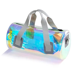 Fashion laser rainbow holographic transparent bag waterproof duffel travel bag