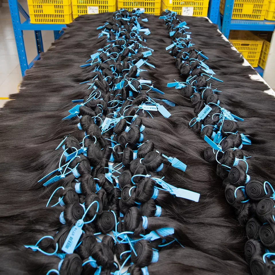 Pixie Curly Double Drawn Bundles With Closure Pissy Curls Hair Double Drawn Vietnam Bone Straight Super Double Drawn Raw Hair