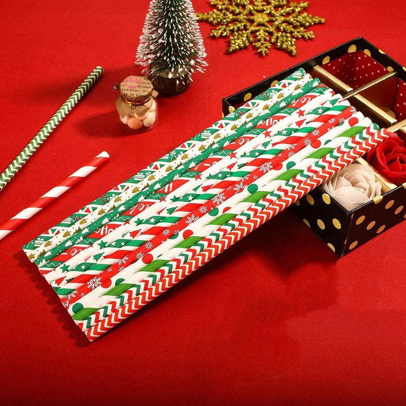 Factory wholesale disposable biodegradable paper straws for holiday parties