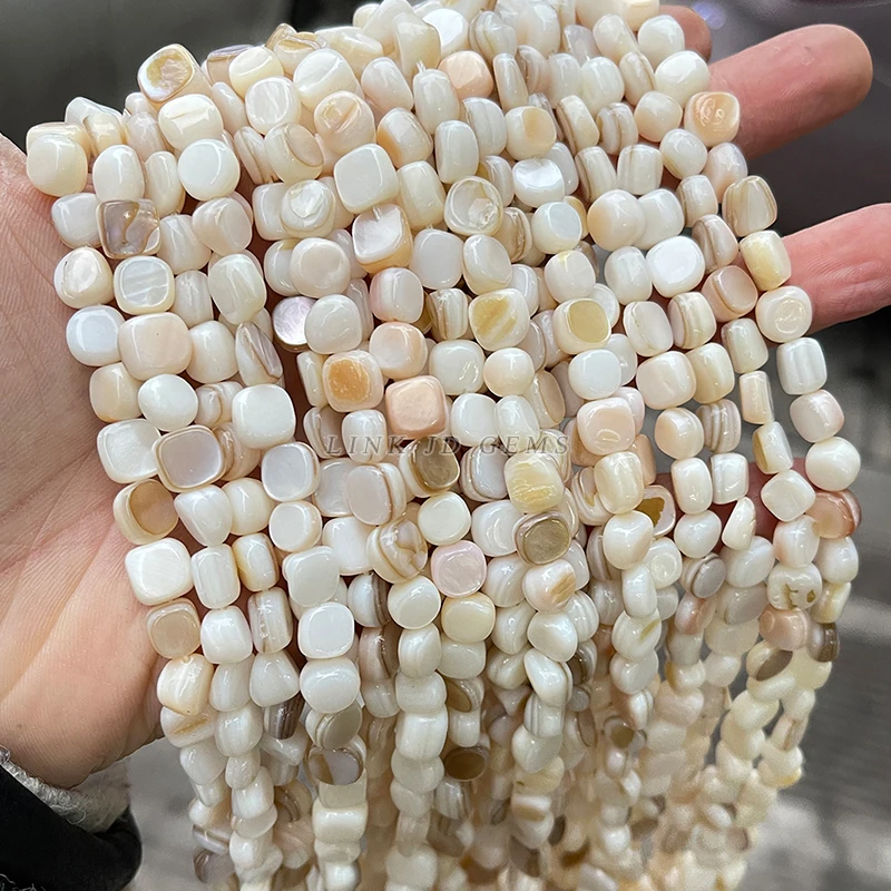 Wholesale 7-8*4-5mm Natural White Irregular Shape Mother of Pearl Shell Beads Strand for DIY Jewelry Making