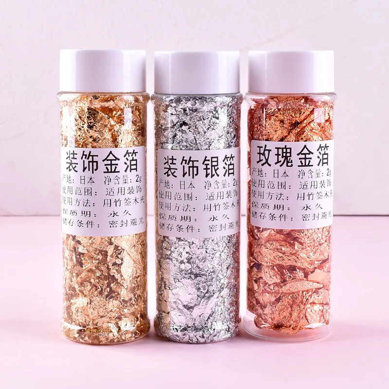 2g/3g/5g Decorative Gold Leaf Flakes for Gilding DIY Nail Art Decor Glitters Craft Foil Paper Decorative Gold Leaf