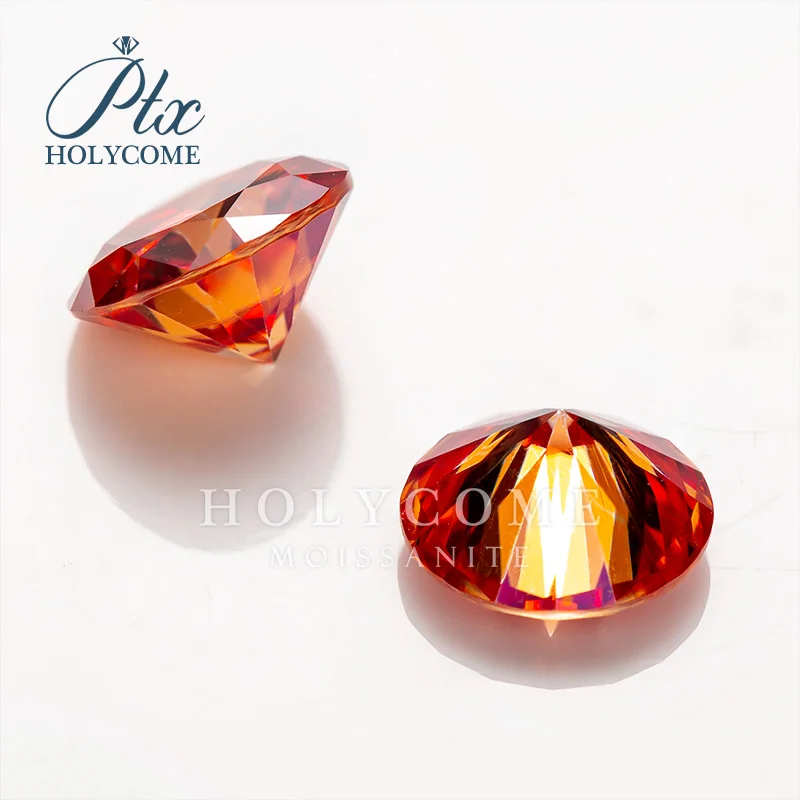 Manufacturer 3mm-10mm Red Round Cut Loose Gemstone Moissanite Stones Synthetic Diamond Stones Moissanite Holycome