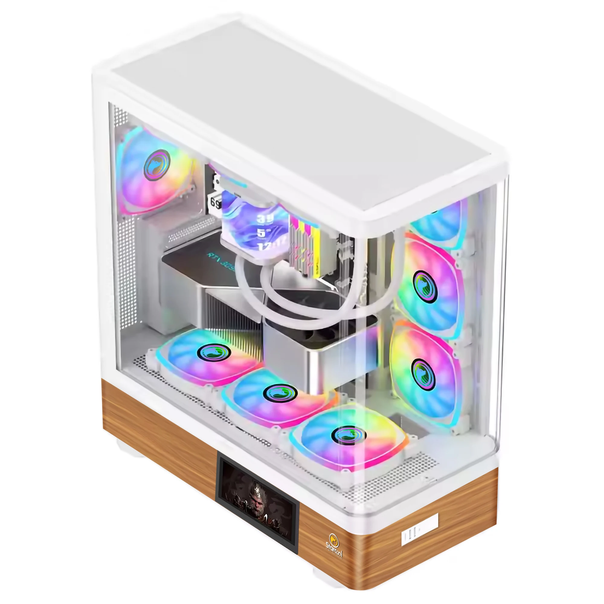 OEM ODM ATX MATX ITX LCD Desktop Motherboard Computer Case Ultra-Transparent Side Panel 360 Water Cooling Back Plug