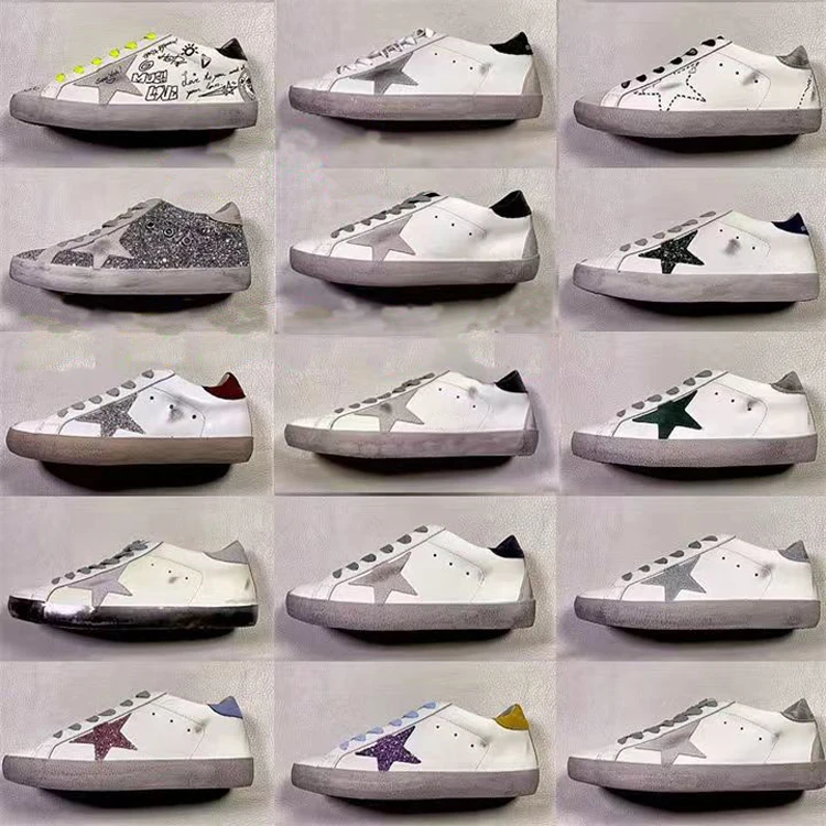 Goldens Superstar Sneakers Italian Craft With Metal Lettering Star Logo Gooses Women Small Dirty Deluxe Brand Shoes Men Shoes