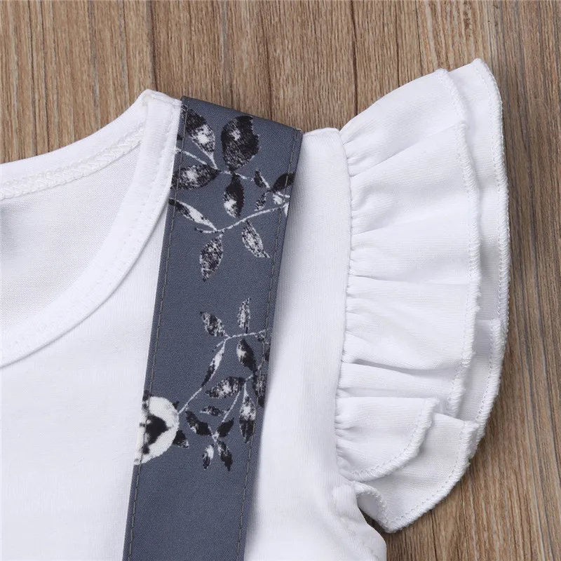 Summer 0-3yrs 2pcs rompers and florals set girls short mini skirt and top