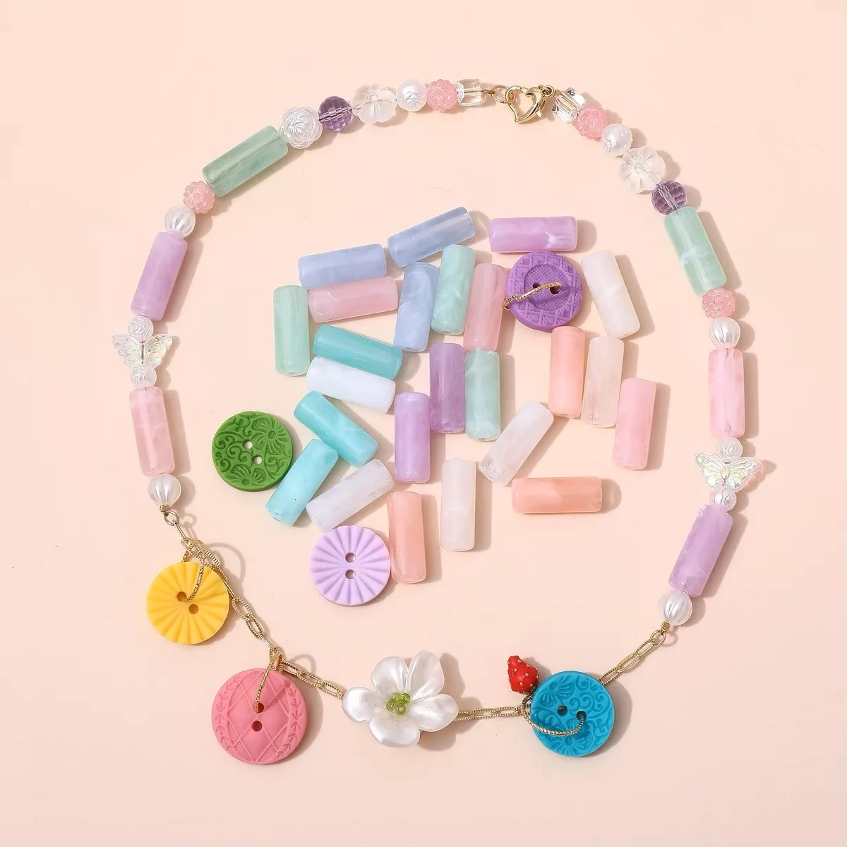 Cloud Halo Fresh Colorful Cylindrical Tube Beads DIY  Jewelry Accessories Materials Acrylic Beads