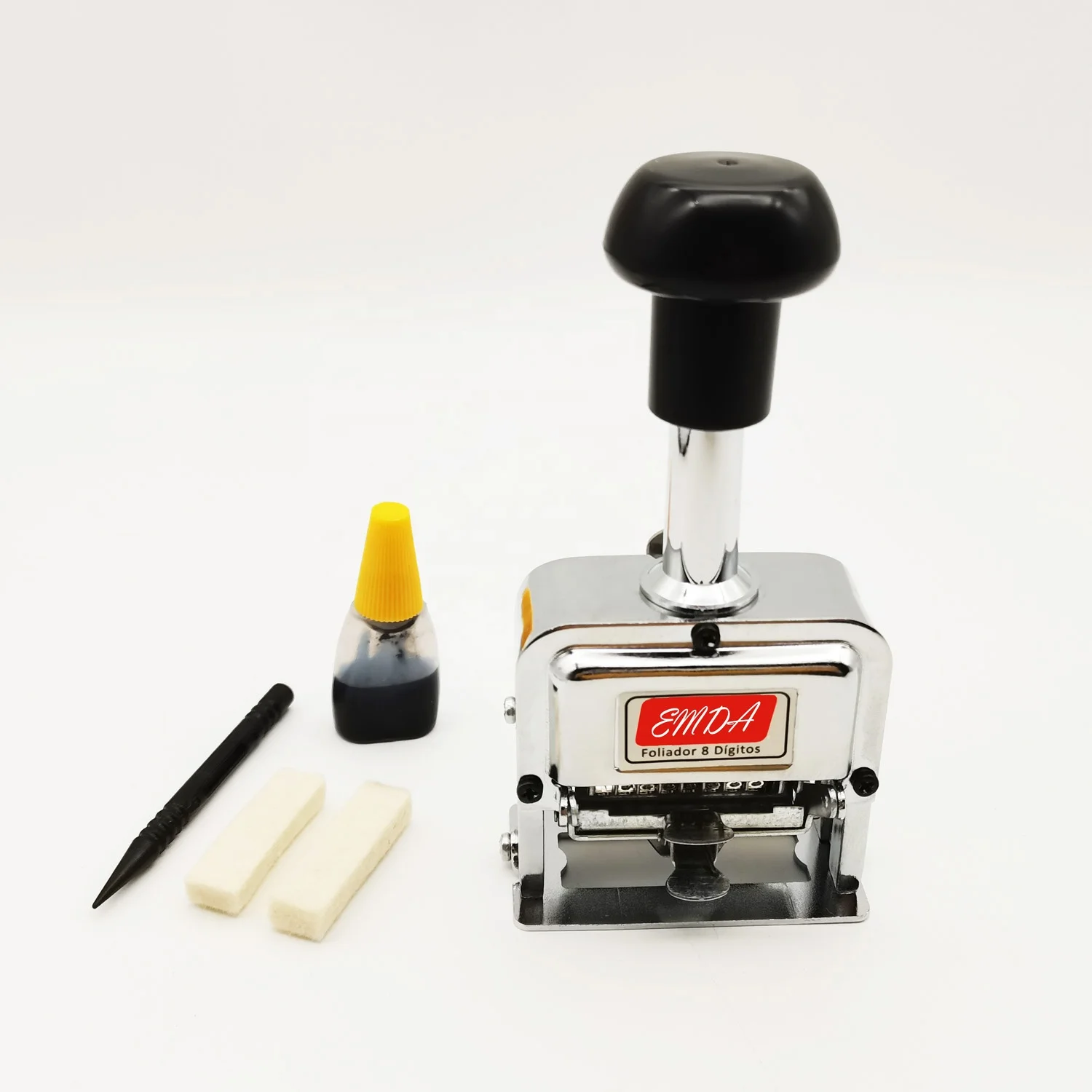 Metallic quality heavy duty automatic self inking sequential number hand operated 8 digit stamp page numbering machine