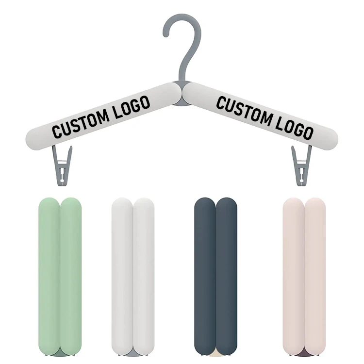 Wholesale Plastic Travel Folding Clothes Hanger Portable Coat Hanger with Clips Multifunction Clothes Hanger